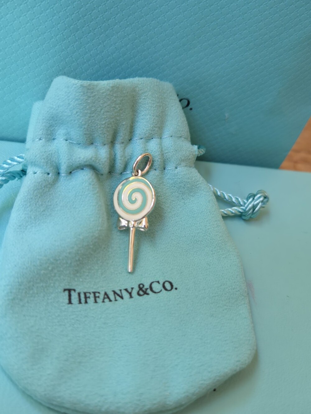 Tiffany & Co.  Pendant with Blue and White Enamel Lollipop